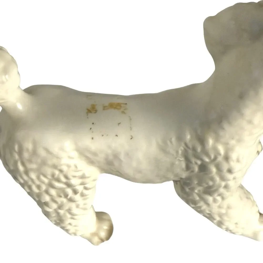 Vintage mid century modern ceramic white poodle figurine made in Japan
